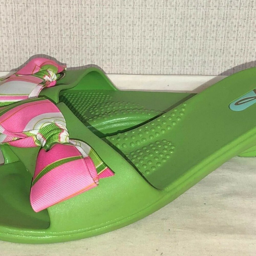 OKAL RUBBER SLIDES LIME GREEN - Picture 2 of 10